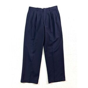 Slates Navy Blue 32x30 Dress Suit Pants Pleated Wool Blend Cuffed Dockers